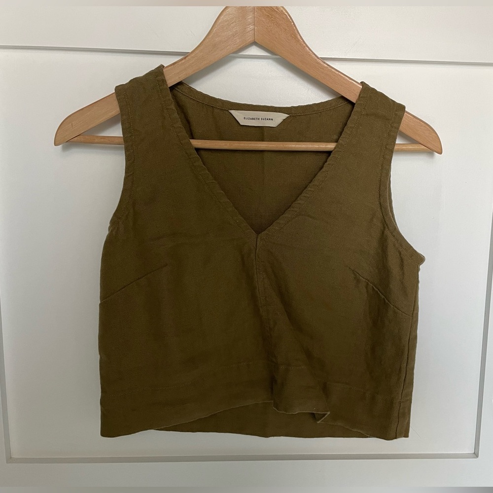 Elizabeth Suzann Polly Crop olive linen XXS